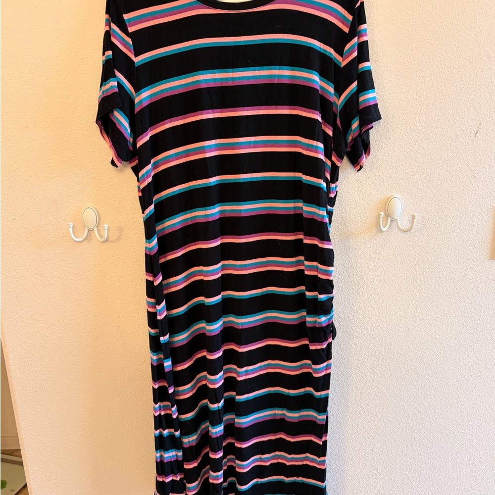 torrid Black Knit Top with Pink, Teal & Purple Stripes